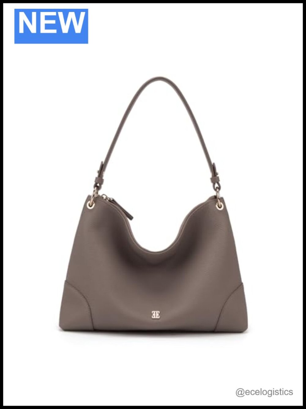 Full-Grain Leather Large Shoulder Bag with Detachable Straps